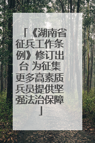 《湖南省征兵工作条例》修订出台 为征集更多高素质兵员提供坚强法治保障