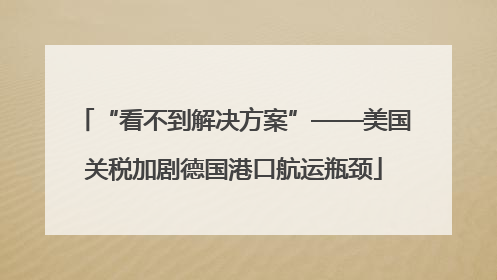 “看不到解决方案”——美国关税加剧德国港口航运瓶颈