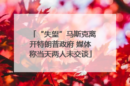 “失望”马斯克离开特朗普政府 媒体称当天两人未交谈