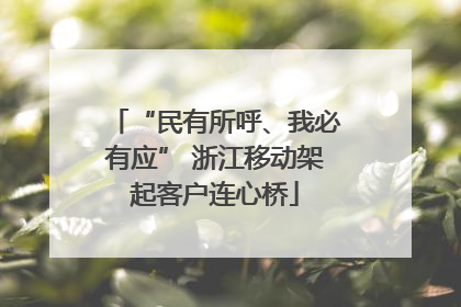 “民有所呼、我必有应” 浙江移动架起客户连心桥