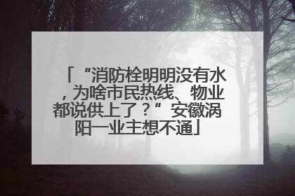 “消防栓明明没有水，为啥市民热线、物业都说供上了？”安徽涡阳一业主想不通
