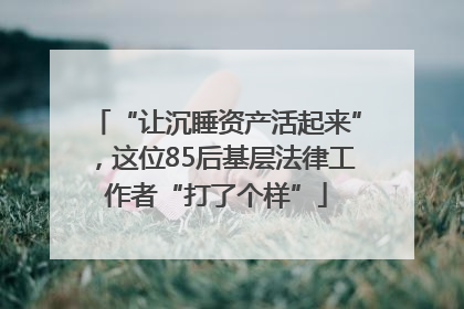 “让沉睡资产活起来”，这位85后基层法律工作者“打了个样”