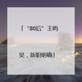 “80后”王鸣昊，新职明确