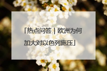 热点问答｜欧洲为何加大对以色列施压