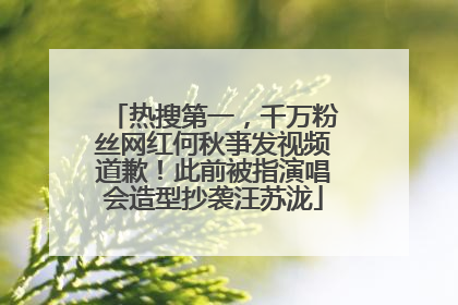 热搜第一，千万粉丝网红何秋亊发视频道歉！此前被指演唱会造型抄袭汪苏泷