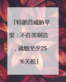 特朗普威胁苹果：不在美制造，就缴至少25%关税