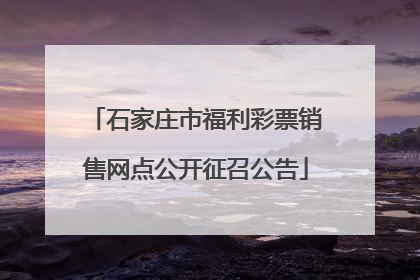 石家庄市福利彩票销售网点公开征召公告
