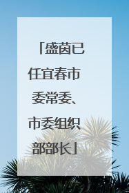 盛茵已任宜春市委常委、市委组织部部长