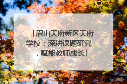 眉山天府新区天府学校：深耕课题研究，赋能教师成长