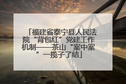 福建省泰宁县人民法院“背包红”党建工作机制——茶山“案中案”一揽子了结