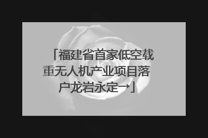福建省首家低空载重无人机产业项目落户龙岩永定→