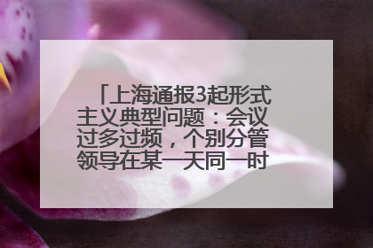 上海通报3起形式主义典型问题：会议过多过频，个别分管领导在某一天同一时段需参加3个会议