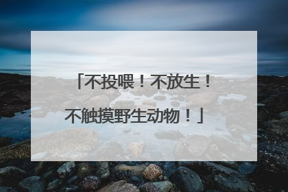 不投喂！不放生！不触摸野生动物！
