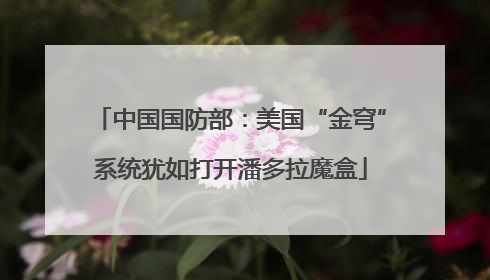 中国国防部：美国“金穹”系统犹如打开潘多拉魔盒