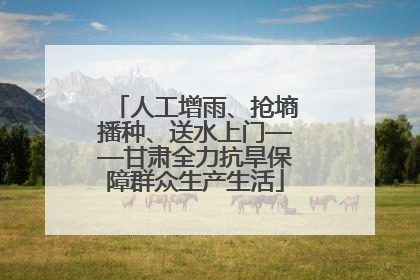 人工增雨、抢墒播种、送水上门——甘肃全力抗旱保障群众生产生活