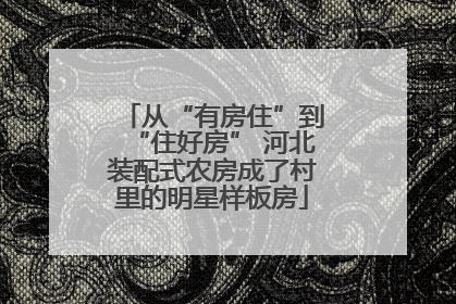 从“有房住”到“住好房” 河北装配式农房成了村里的明星样板房