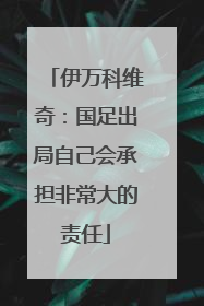 伊万科维奇：国足出局自己会承担非常大的责任