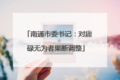 南通市委书记：对庸碌无为者果断调整