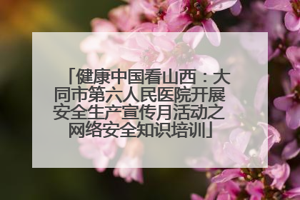 健康中国看山西：大同市第六人民医院开展安全生产宣传月活动之网络安全知识培训