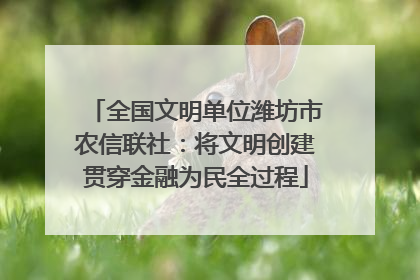 全国文明单位潍坊市农信联社：将文明创建贯穿金融为民全过程