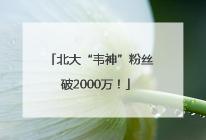 北大“韦神”粉丝破2000万！