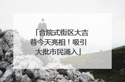 合院式街区大吉巷今天亮相！吸引大批市民涌入
