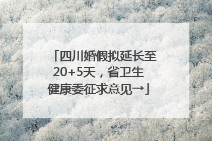 四川婚假拟延长至20+5天，省卫生健康委征求意见→