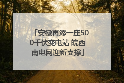 安徽再添一座500千伏变电站 皖西南电网迎新支撑