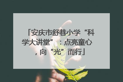 安庆市舒巷小学“科学大讲堂”：点亮童心，向“光”而行