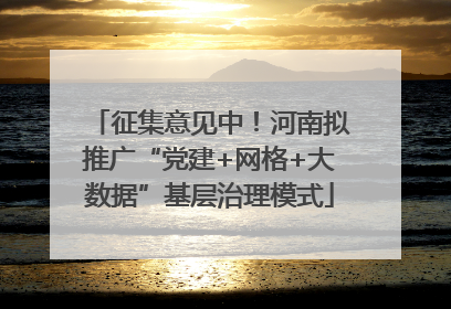 征集意见中！河南拟推广“党建+网格+大数据”基层治理模式
