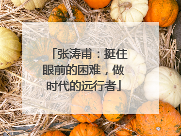 张涛甫：挺住眼前的困难，做时代的远行者
