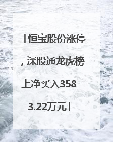 恒宝股份涨停，深股通龙虎榜上净买入3583.22万元