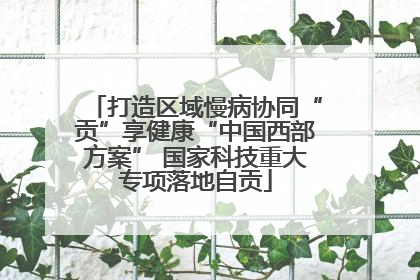 打造区域慢病协同“贡”享健康“中国西部方案” 国家科技重大专项落地自贡