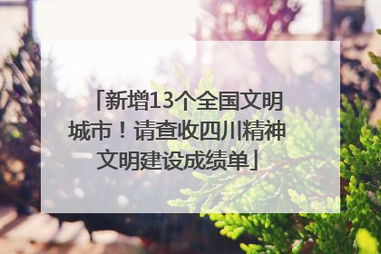 新增13个全国文明城市！请查收四川精神文明建设成绩单