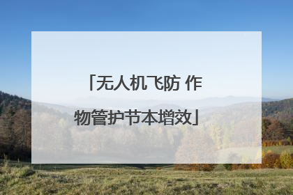 无人机飞防 作物管护节本增效