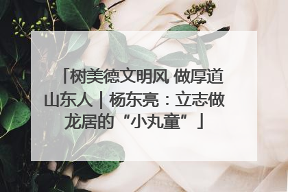 树美德文明风 做厚道山东人｜杨东亮：立志做龙居的“小丸童”