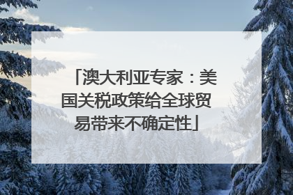 澳大利亚专家：美国关税政策给全球贸易带来不确定性