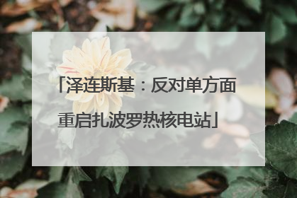 泽连斯基：反对单方面重启扎波罗热核电站