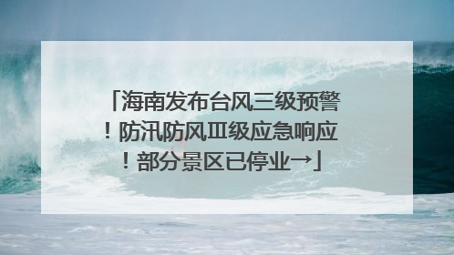 海南发布台风三级预警！防汛防风Ⅲ级应急响应！部分景区已停业→