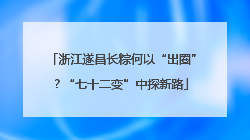 浙江遂昌长粽何以“出圈”？“七十二变”中探新路