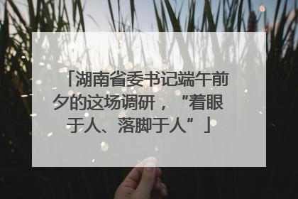 湖南省委书记端午前夕的这场调研，“着眼于人、落脚于人”