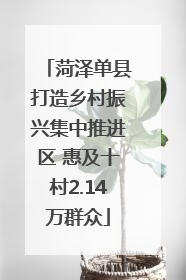 菏泽单县打造乡村振兴集中推进区 惠及十村2.14万群众
