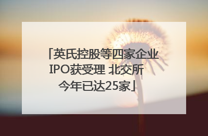 英氏控股等四家企业IPO获受理 北交所今年已达25家