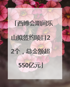 西博会期间乐山拟签约项目22个，总金额超550亿元