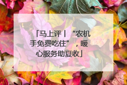 马上评丨“农机手免费吃住”，暖心服务助夏收