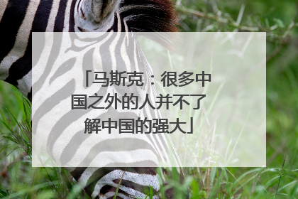 马斯克：很多中国之外的人并不了解中国的强大