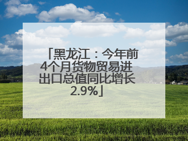 黑龙江：今年前4个月货物贸易进出口总值同比增长2.9%